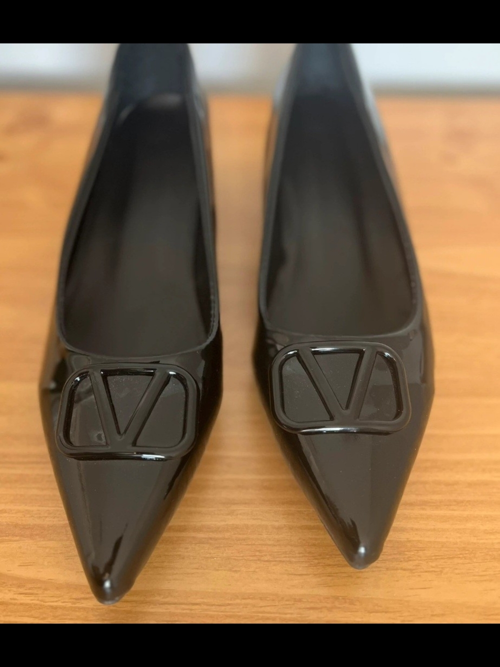 Black Pointed-Toe Patent Leather Pumps, Size 10
